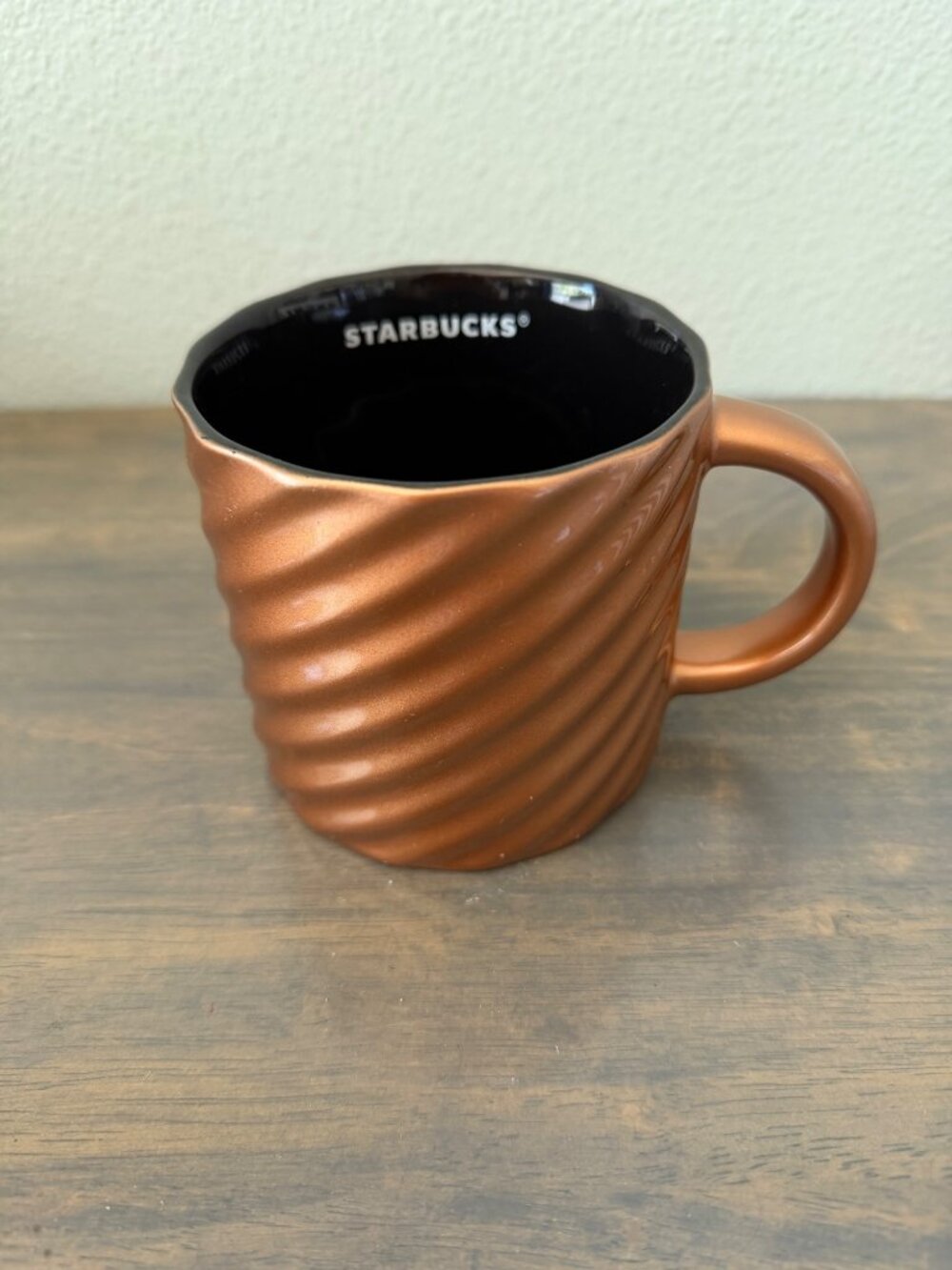 Starbucks Copper Color Bronze Swirl Ceramic Coffee Mug 14 oz